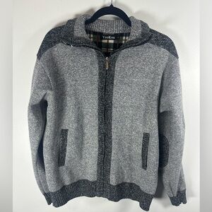 Yeokou Men’s full zip-up Cardigan Sweater Fleece Lining Cashmere Wool sz Large